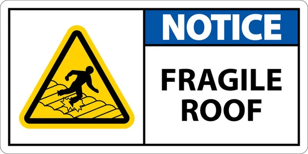 Notice Fragile Roof Sign White Background — Stock Vector