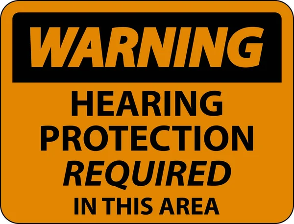 Warning Hearing Protection Required Sign White Background — Stockový vektor