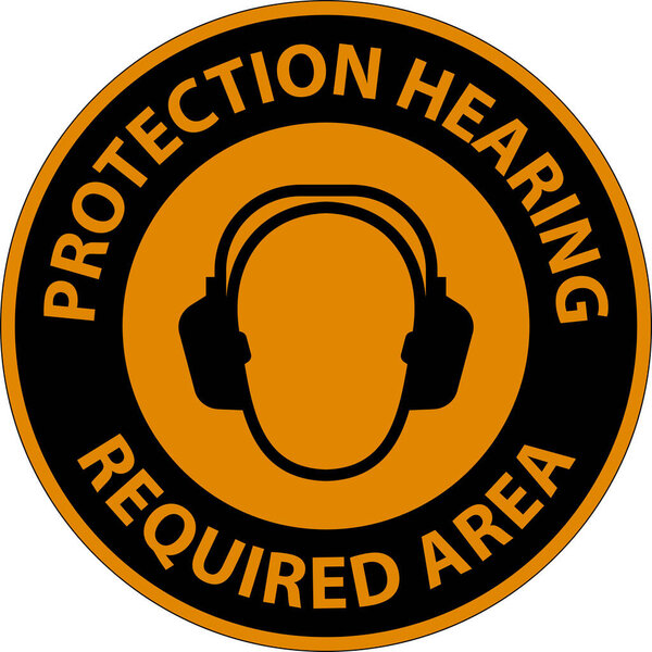 Предупреждение Двойной знак защиты слуха на белом фоне
