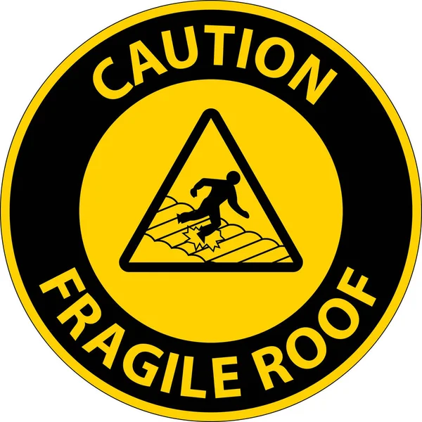 Caution Fragile Roof Sign White Background — Stock Vector