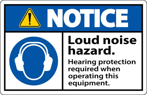 Notice Hearing Protection Required Sign White Background — Image vectorielle