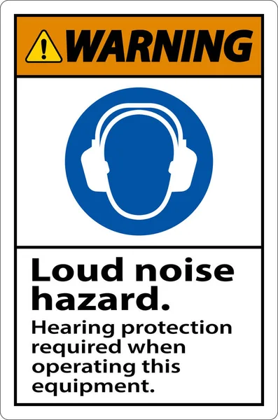 Warning Hearing Protection Required Sign White Background — Image vectorielle