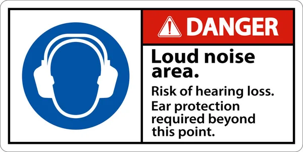Danger Loud Noise Area Risk Hearing Loss Sign — Image vectorielle