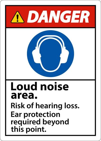 Danger Loud Noise Area Risk Hearing Loss Sign — ストックベクタ