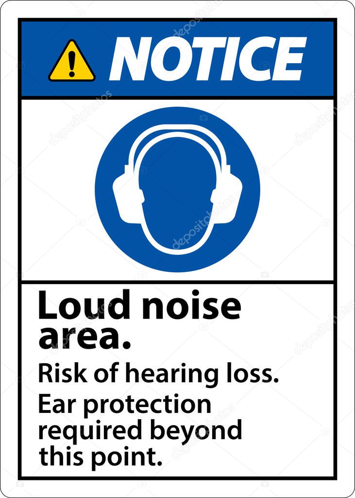 Notice Loud Noise Area Risk of Hearing Loss Sign