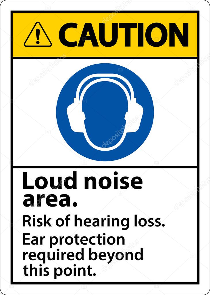 Caution Loud Noise Area Risk of Hearing Loss Sign