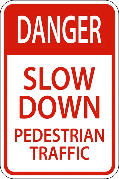 Danger Slow Pedestrian Traffic Sign White Background — 图库矢量图片