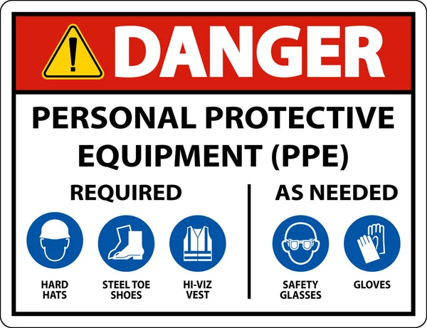 Danger Ppe Required Needed Sign White Background — 图库矢量图片