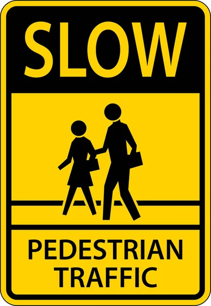 Slow Pedestrian Crossing Sign White Background — 图库矢量图片