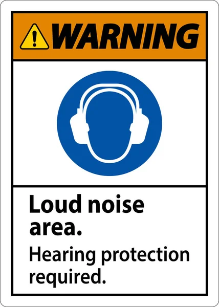 Warning Hearing Protection Required Sign White Background — 스톡 벡터