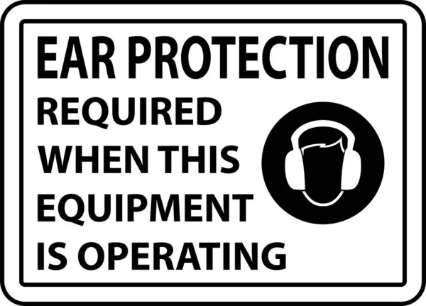 Ear Protection Required Sign White Background — Stock vektor