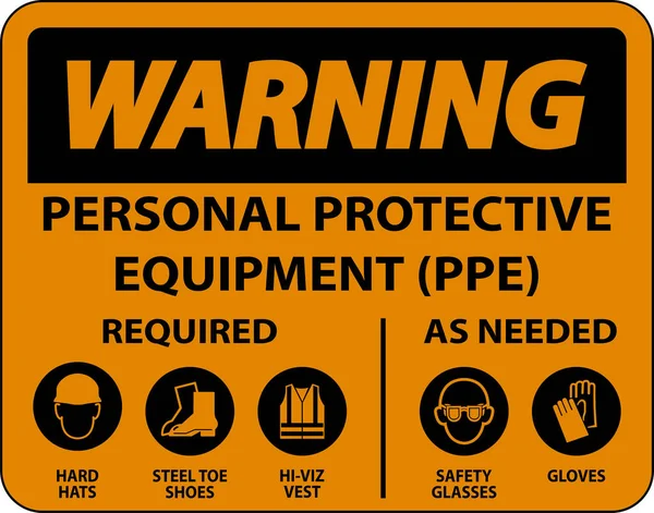 Warning Ppe Required Needed Sign White Background — 图库矢量图片