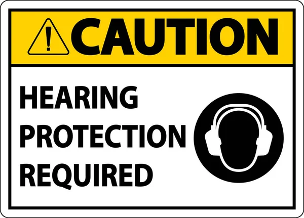 Caution Hearing Protection Required Sign White Background — Stockový vektor