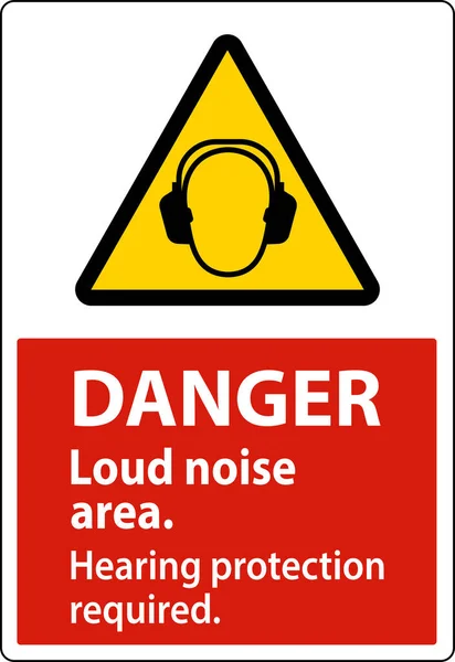Danger Hearing Protection Required Sign White Background — Image vectorielle
