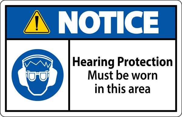 Upozornění Ochrana Sluchu Musí Být Bílém Pozadí — Stockový vektor