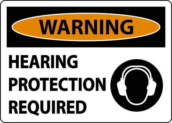 Warning Hearing Protection Required Sign White Background — Stockový vektor