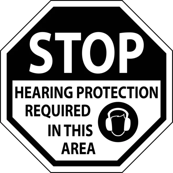 Hearing Protection Required Sign White Background — ストックベクタ