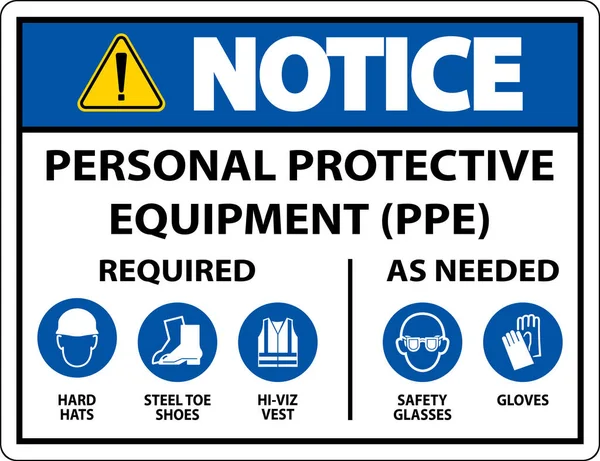 Notice Ppe Required Needed Sign White Background — 图库矢量图片