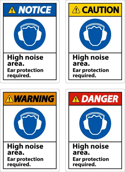 Ear Protection Required Sign White Background — Stock Vector