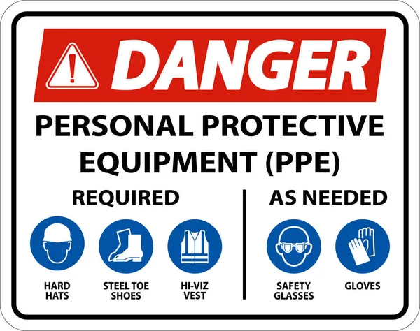 Danger Ppe Required Needed Sign White Background — 图库矢量图片