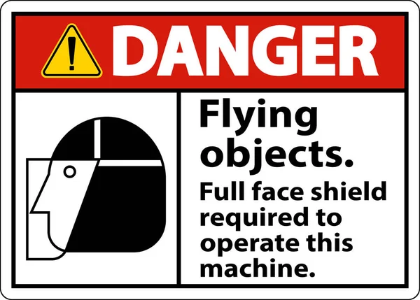 Danger Flying Object Face Shield Obligatoire Connexion Blanc Arrière Plan — Image vectorielle