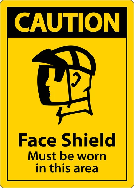 Caution Face Shield Must Worn Sign White Background — Stock Vector