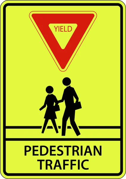 Yield Pedestrian Traffic Sign White Background — Stok Vektör