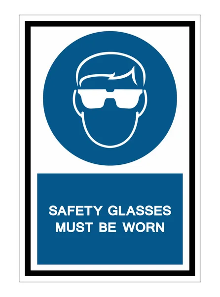 Safety Glasses Must Worn Symbol Sign Isolate White Background Vector — Stock Vector