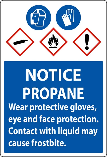 Notice Propane Flammable Gas Ppe Ghs Sign — Stock Vector