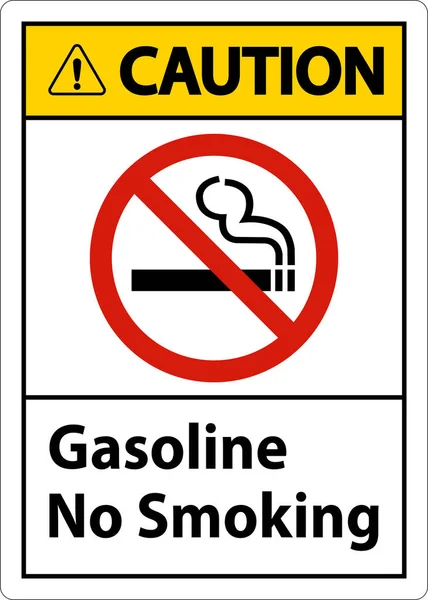 Attenzione Benzina Nessun Segno Fumo Sfondo Bianco — Vettoriale Stock