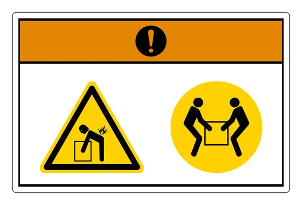 Warnung Lift Gefahr Verwenden Sie Zwei Personen Lift Symbol Zeichen — Stockvektor