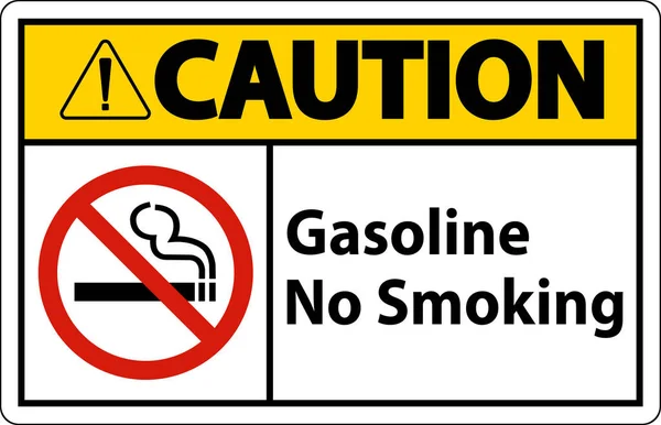 Caution Gasoline Smoking Sign White Background — Stock Vector