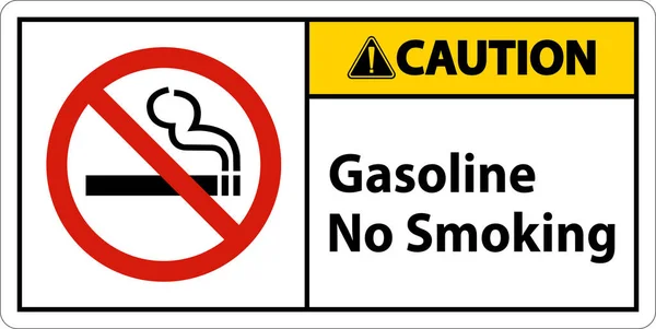 Attenzione Benzina Nessun Segno Fumo Sfondo Bianco — Vettoriale Stock