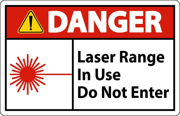 Danger Laser Range Use Enter Sign — Stock Vector