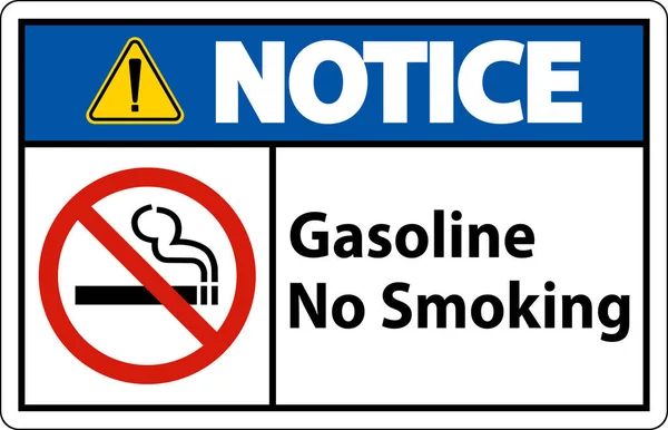 Notice Gasoline Smoking Sign White Background — Stock Vector