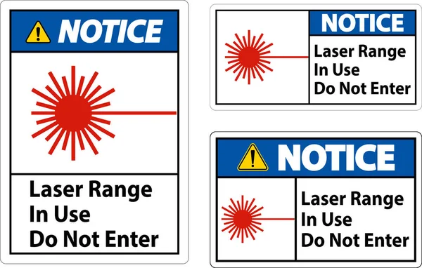 Notice Laser Range Use Enter Sign — Stock Vector