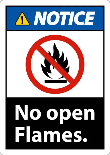 Aviso Open Flames Label Sign White Background — Vector de stock