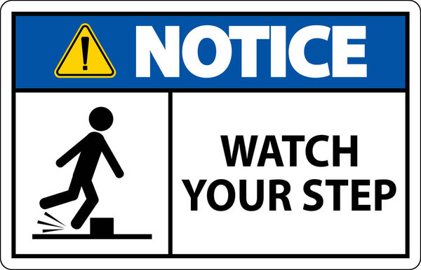 Обратите внимание, следите за своим шагом знак на белом фоне