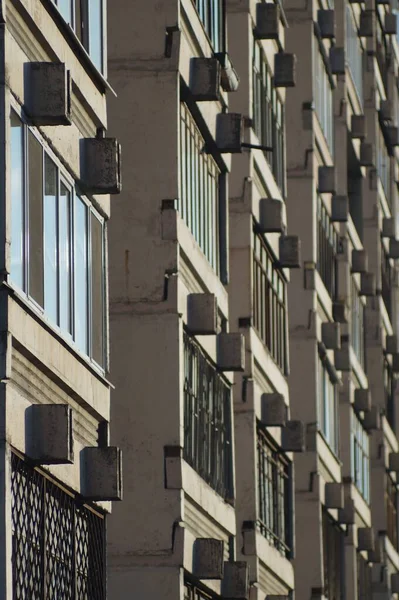 Textura Urbana Parte Fachada Grande Edifício Feito Vidro Concreto — Fotografia de Stock