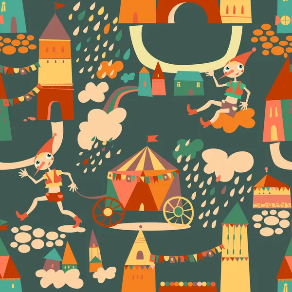 Seamless pattern with houses for childrens background.