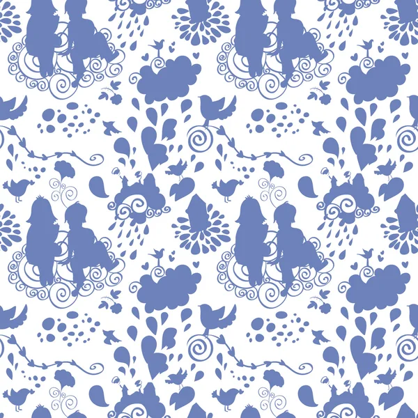 Seamless pattern for children background. Silhouettes — Stock Vector