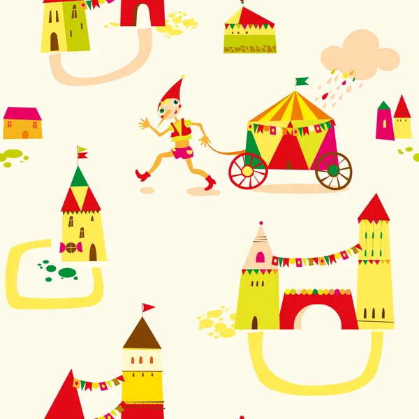 Seamless pattern with houses for childrens background. Seamless — Stock Vector