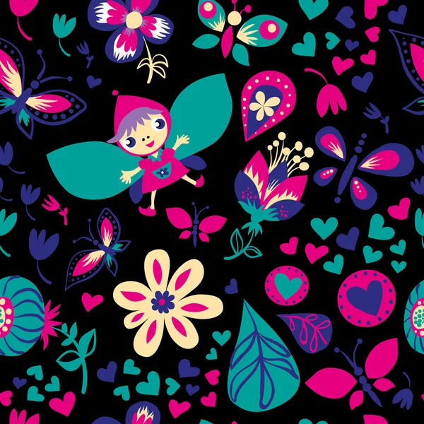 stock vector Seamless floral pattern. Dark background. Seamless pattern can b