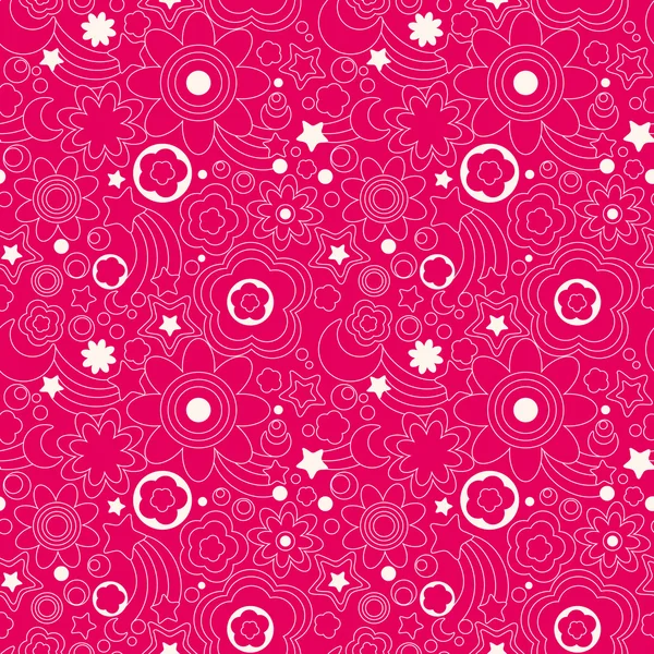 Motif géométrique sans couture avec étoiles et fleurs — Image vectorielle