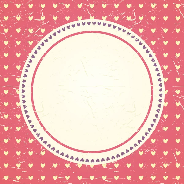 Vintage hearts seamless background. Circle frame. Place for text — Stock Vector