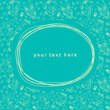 Bebek duş doodle kartı ve sorunsuz geçmiş. şirin ani bir dizi