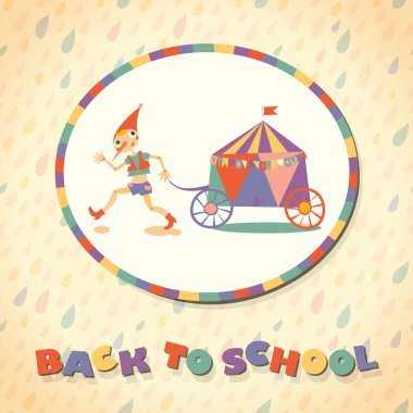 okula dönüş. Peri hikaye kahramanı. kart için şablon.