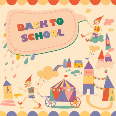 geri okul konuşma balonu için. Peri hikaye kahramanı. Şablon için