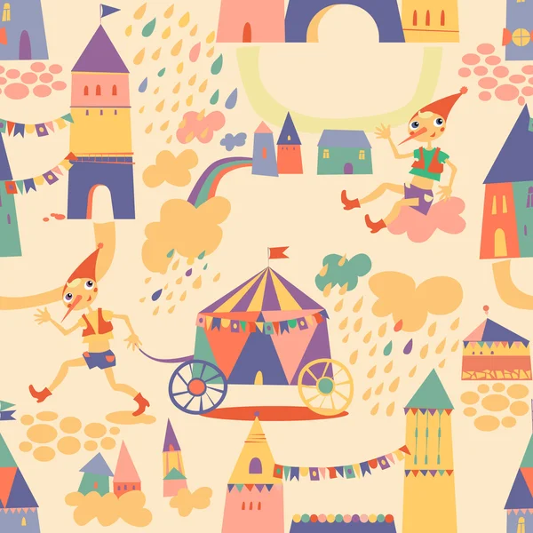 Seamless pattern with houses for children's background. Seamless