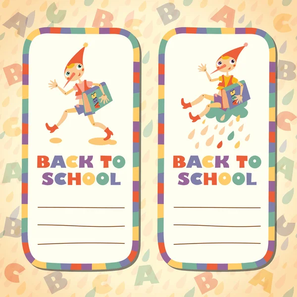 Back to school. Set of stickers. Hero of fairy story. Template f — Stock Vector